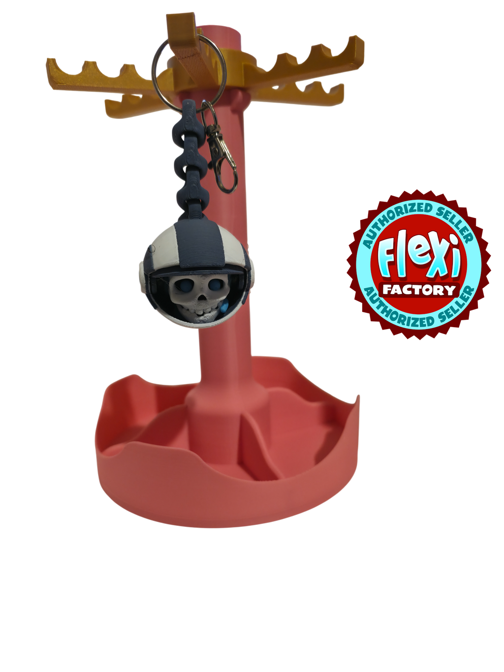 3D Printed Spaceman Skeleton Keychain – Astronaut Skull Charm, Unique Gift