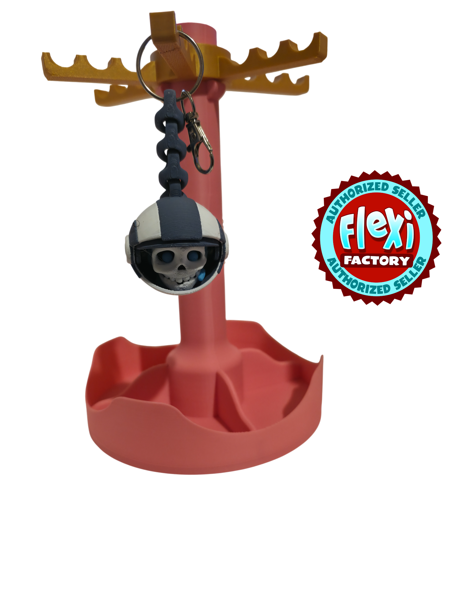 3D Printed Spaceman Skeleton Keychain – Astronaut Skull Charm, Unique Gift