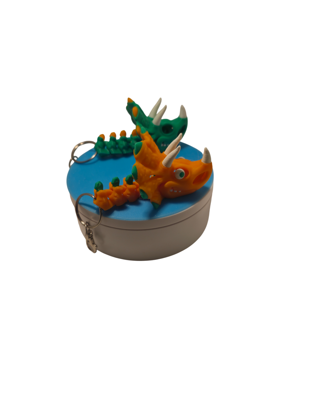 3D Printed Dinosaur Triceratops Skeleton Bone Flexi articulated Key Ring Chain