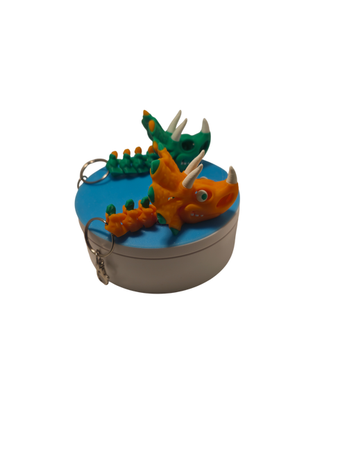 3D Printed Dinosaur Triceratops Skeleton Bone Flexi articulated Key Ring Chain