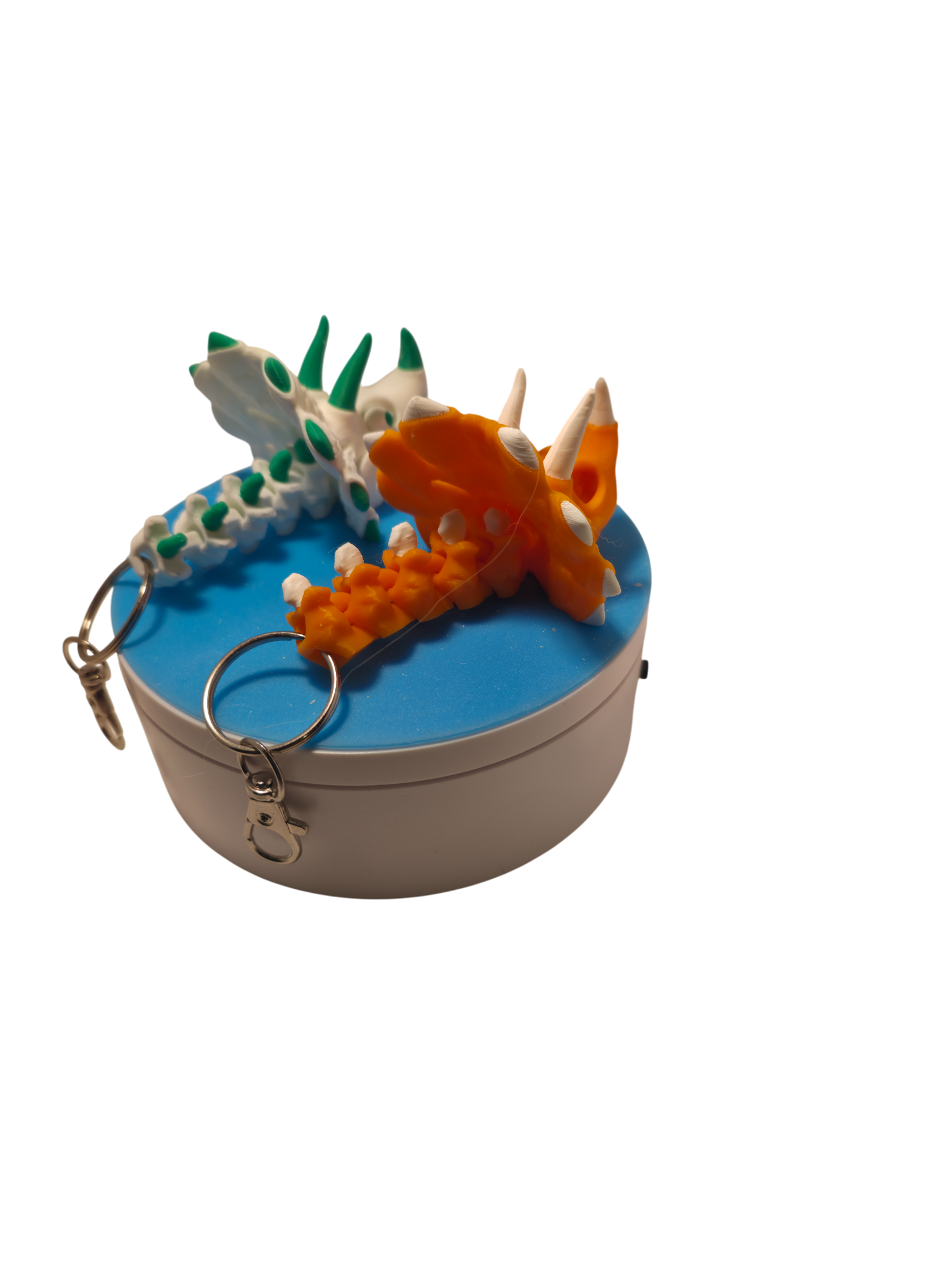 3D Printed Dinosaur Triceratops Skeleton Bone Flexi articulated Key Ring Chain