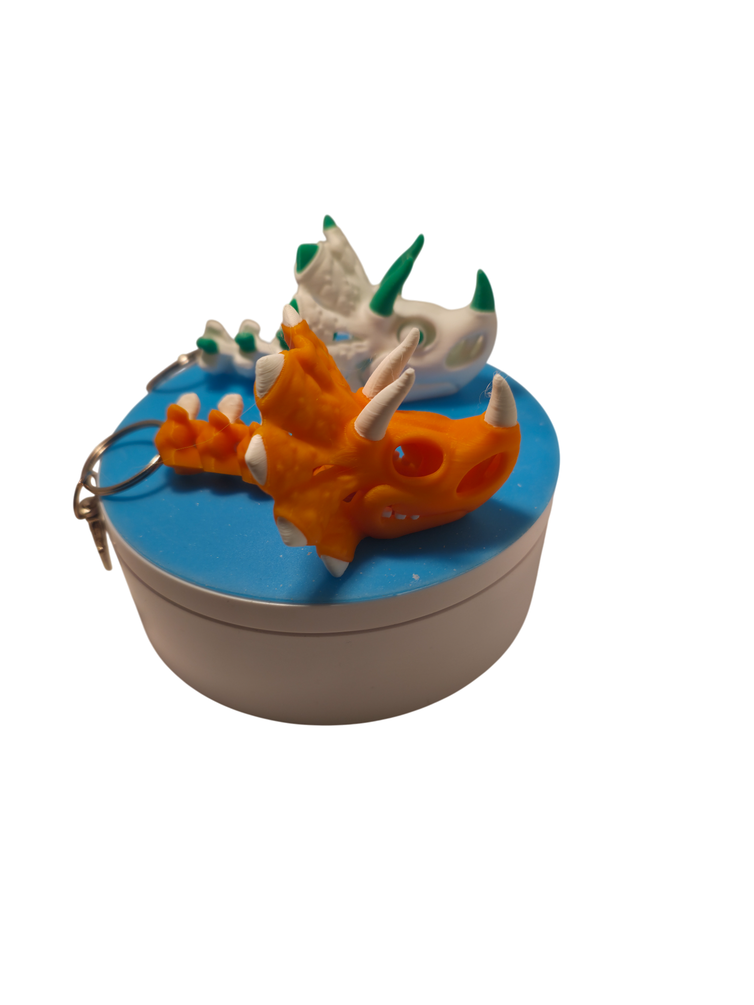 3D Printed Dinosaur Triceratops Skeleton Bone Flexi articulated Key Ring Chain