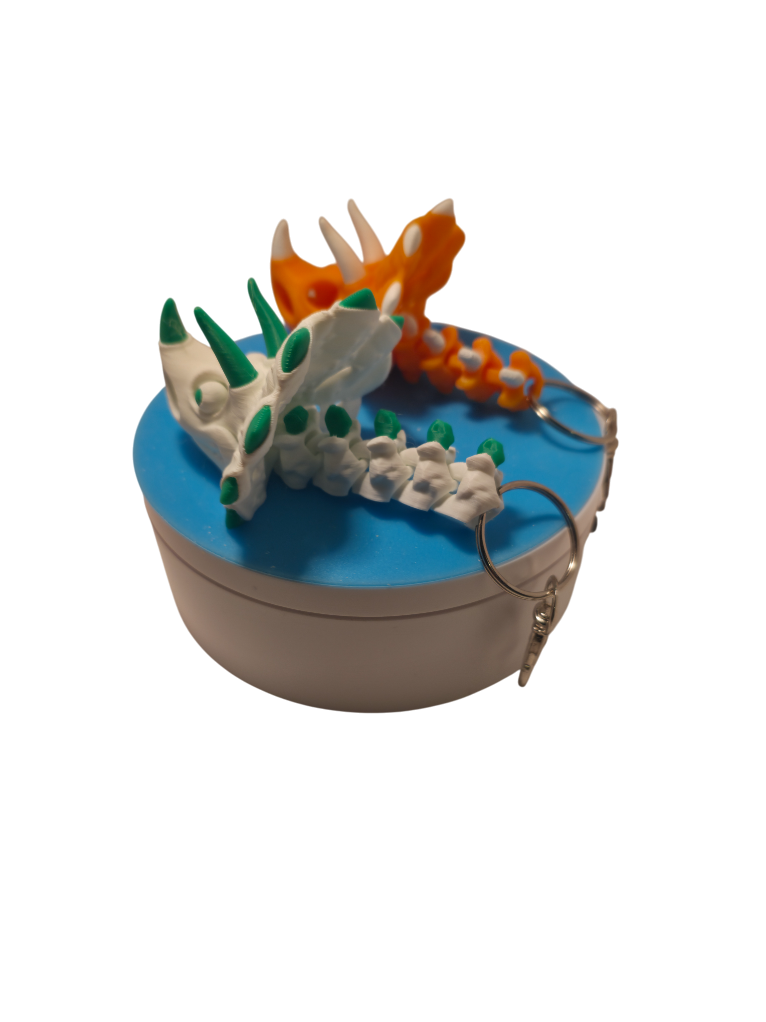 3D Printed Dinosaur Triceratops Skeleton Bone Flexi articulated Key Ring Chain